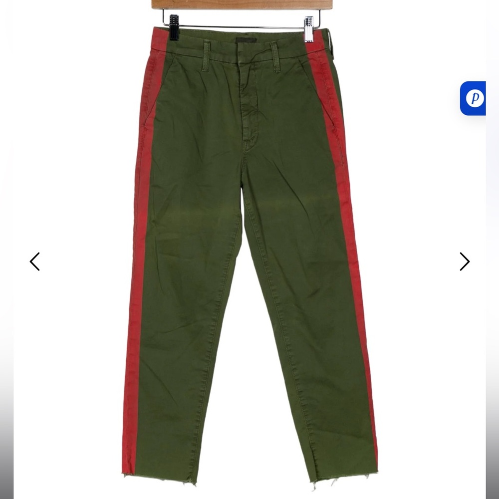 MOTHER Green and Red Straight Leg Pants